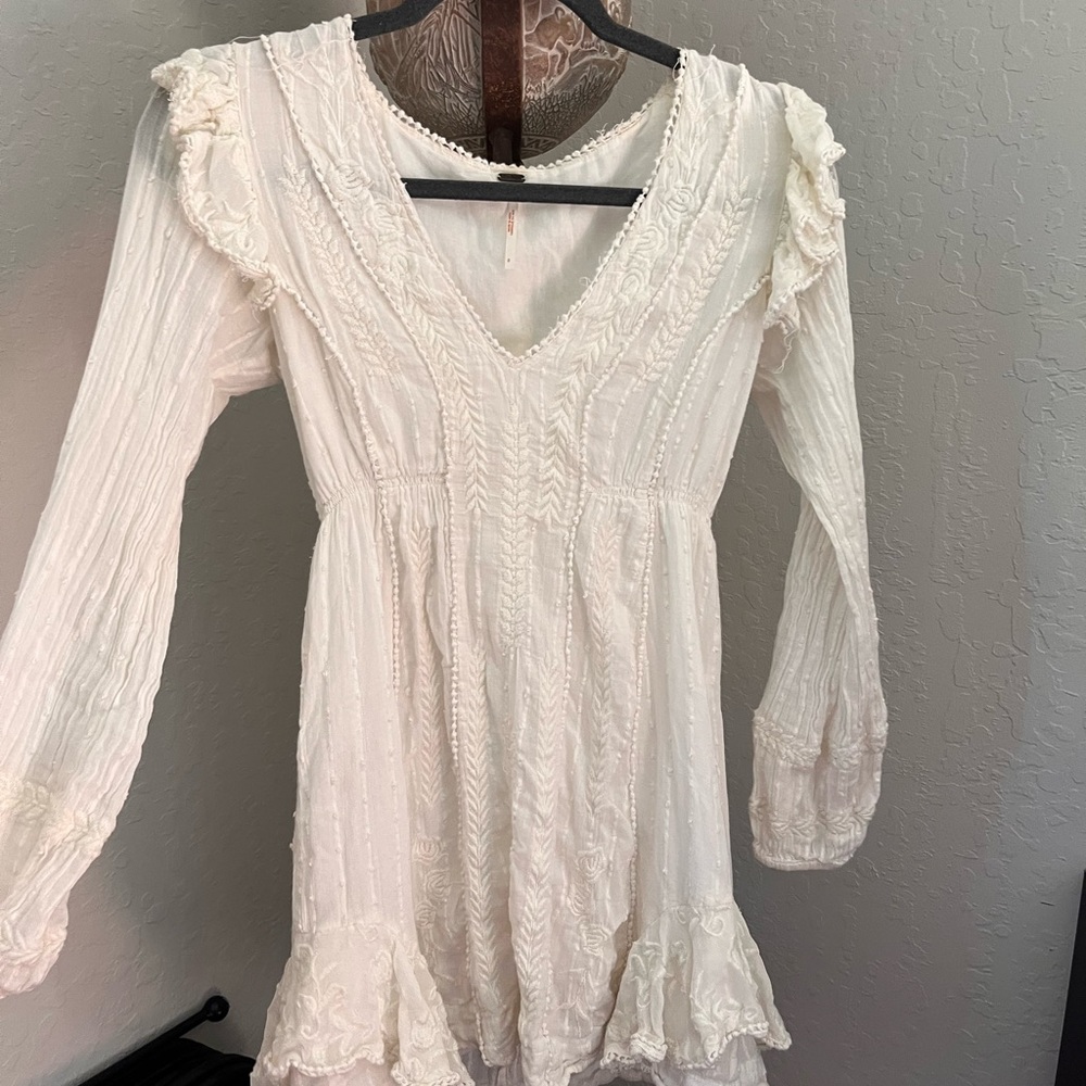 Free People White Ruffled Tiered Sundress